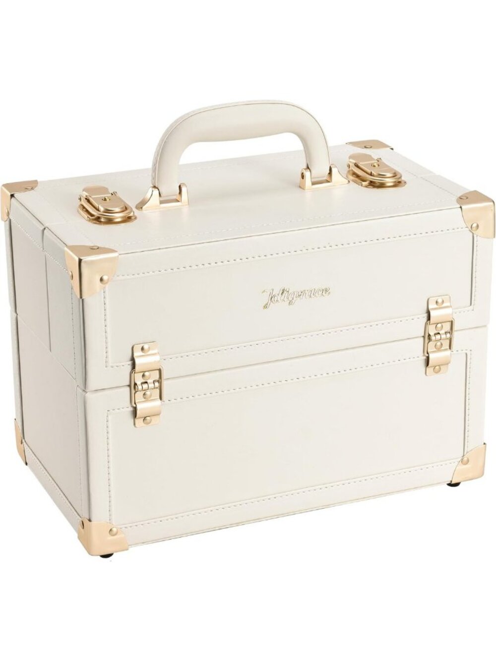 Large Portable Makeup Train Case - Lockable Cosmetic Organizer with 4 Trays